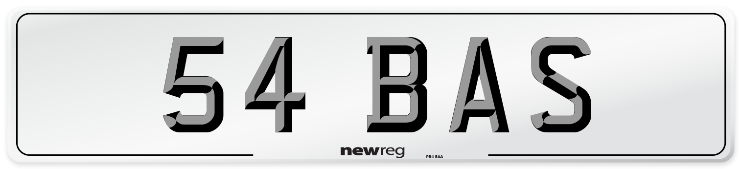 54 BAS Number Plate from New Reg